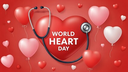 Celebrating world heart day with love and care illustration
