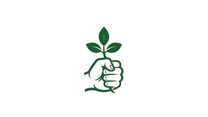Hand holding green plant illustration