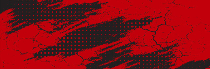Halftone dots red and black color pattern gradient grunge texture background. Dot pop art comic sport style vector illustration. grunge vector dots