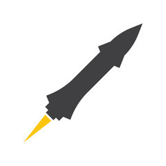 Rocket Launching With Orange Flame