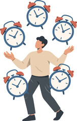 Time Management Struggle And Productivity Pressure Concept illustration