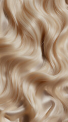 Beautifully styled wavy shiny curls. Women's long blonde hair. White hair vertical image. Hair coloring, extension, hairdressing procedures. Blond hair close-up as background. Smooth texture.