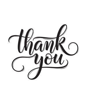 Handwritten Thank You Message in Black Ink on White Background