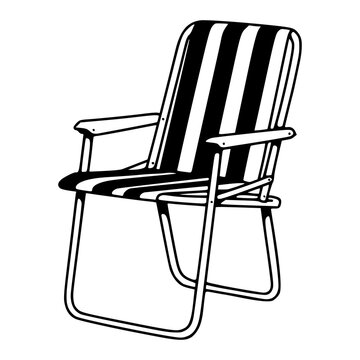 vintage retro folding lawn chair illustration
