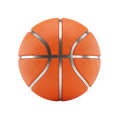 Fototapeta premium Orange basketball with silver stripes isolated on transparent background