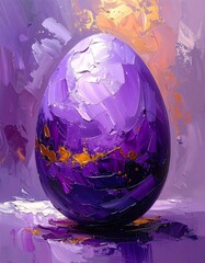 lila gold bemaltes Osterei - Acryl- &Ouml;lfarbe 