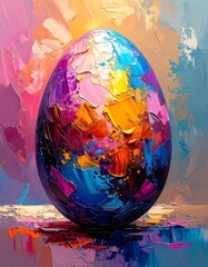 bunt bemaltes Osterei - Acryl- &Ouml;lfarbe - abstrakt