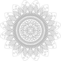 Monochrome mandala vector illustration, intricate pattern