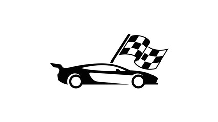 Obraz premium Race Car with Checkered Flag Icon - Speed Victory Motorsport.