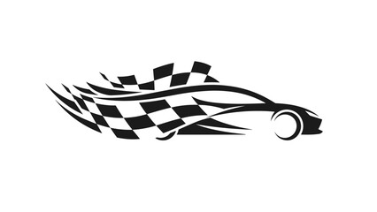 Speeding Car Silhouette with Racing Flag Motion. © nizar