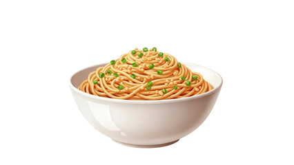 Bowl of Asian Noodles with Scallions and Sesame