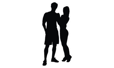 Vector illustration of a happy family including a mother and father,  with silhouettes of a young woman and couple dancing to celebrate love and parenthood