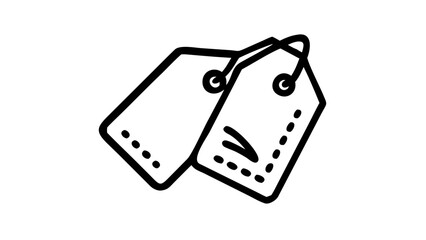 A minimalist vector graphic illustration of two blank tags with strings