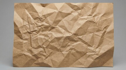 Crumpled kraft brown paper texture isolated on gray background,perfect for design mockups,recycling concepts,and natural eco-friendly material backgrounds