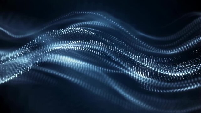 Abstract digital wave patterns with glowing particles. Represents technology, data visualization, and modern design aesthetics