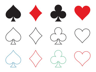 Suit deck of playing cards on white background and vector illustration