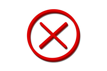 Obraz premium Red 3D cross mark in circle isolated on transparent background. x sign, cross mark, cancel or reject icon, wrong sign, incorrect symbol for design. Vector illustration.