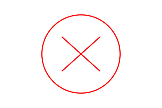 Red thin stroke line cross mark in circle forbidden icon isolated on transparent background. x sign, cross mark, cancel or reject icon, wrong sign, incorrect symbol for design. Vector illustration.