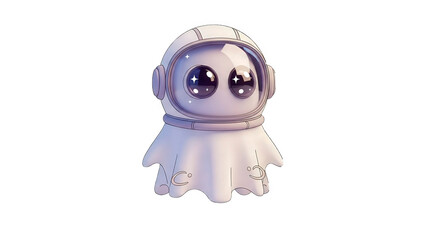 Cute Astronaut Ghost Character Illustration Isolated