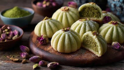 Fototapeta premium Pistachio Ma’amoul with Mahlab & Cardamom
