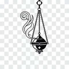 Orthodox Incense Censer Silhouette with Chains and Smoke Sacred Ritual