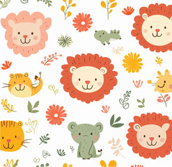 Fototapeta premium Playful Animal Patterns for Kids Decor and Crafts