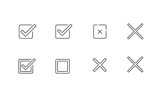 Approval Status Icons Vector. Accepted and Denied Symbols