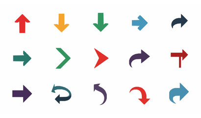 Arrow Icons Set Vector. Direction and Navigation Symbols