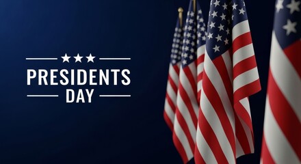 Happy Presidents Day holiday background with american flag and typography text