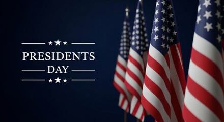 Fototapeta premium Happy Presidents Day holiday background with american flag and typography text