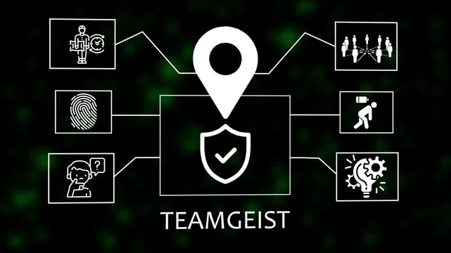 Teamgeist concept. Business, Technology, Internet and network concept. illustration,Abstract technology symbols on a green background.