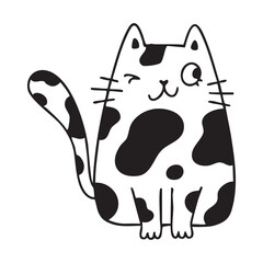 Cute and funny cats doodle line illustration. Cartoon cat or kitten characters design with outline style.