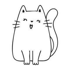 Cute and funny cats doodle line illustration. Cartoon cat or kitten characters design with outline style.