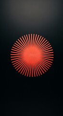 Image of orange radial line pattern on black, resembling a sunburst or abstract star, representing energy and focus, suitable for graphic design