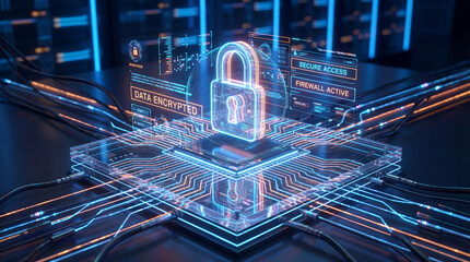 Cyber security data protection digital lock encrypted network firewall secure access technology server Cyber security data protection digital lock