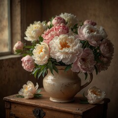 Peonies in vase