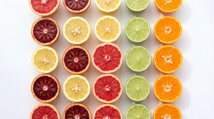 Citrus fruit slice pattern colorful citrus background grapefruit lemon lime orange fresh fruit arrangement healthy food concept juicy citrus