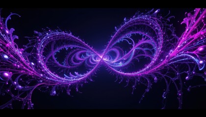 Intricate Glowing Infinity Symbol Created with Ornate Neon Fractal Light Fibers