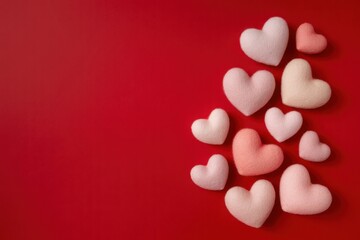 Soft pink and white hearts on red background soft hearts pink hearts