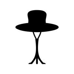 black hat on a stand elegant stylish fashion accessory