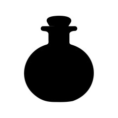black silhouette of a bottle on a white background