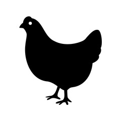 black silhouette of a chicken or hen on white background