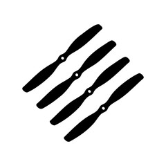 four black drone propellers isolated on white background illustration