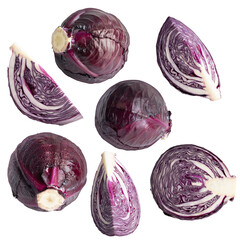 set of red cabbage isolated on transparent background png