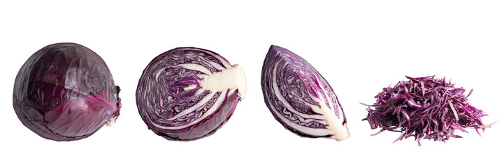 set of red cabbage isolated on transparent background png