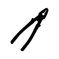 black and white silhouette of a pair of pliers tool