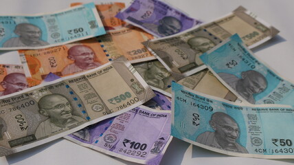 Obraz premium Indian Rupees Pile: Currency of India, Economy and Finance