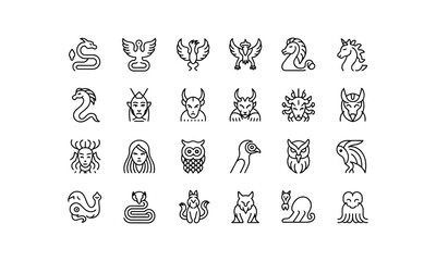 Fototapeta premium Cartoon animal vector icon set for web and graphic design
