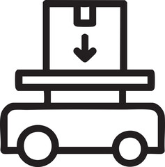 Fototapeta premium Logistics delivery robot carrying a cardboard box for automated warehouse and shipping operations.