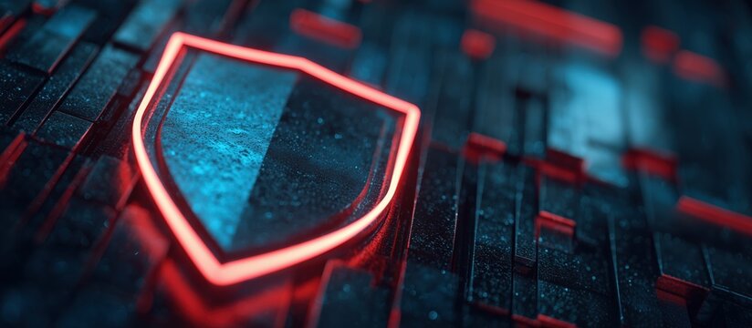 Red and blue shield with a glowing light on it